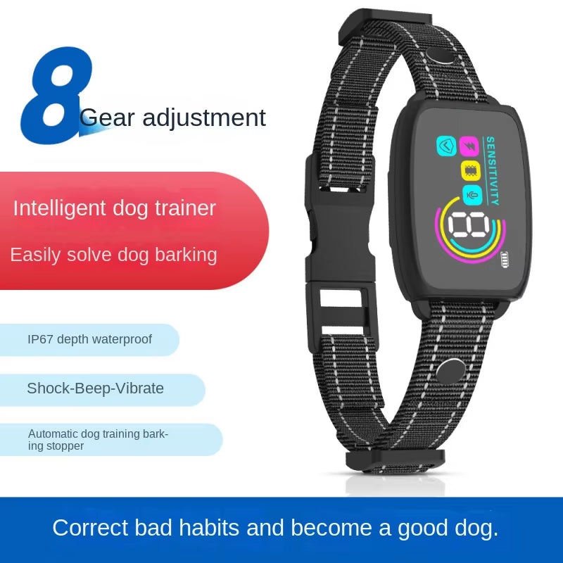 Intelligent Waterproof Dog Collar with Automatic Bark Control and Training Device