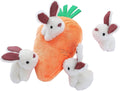 Exciting Interactive Hide and Seek Squeaky Plush Toy Set for Small Dogs - Adorable Rabbit and Carrot Design in Orange and White (5-Pack)
