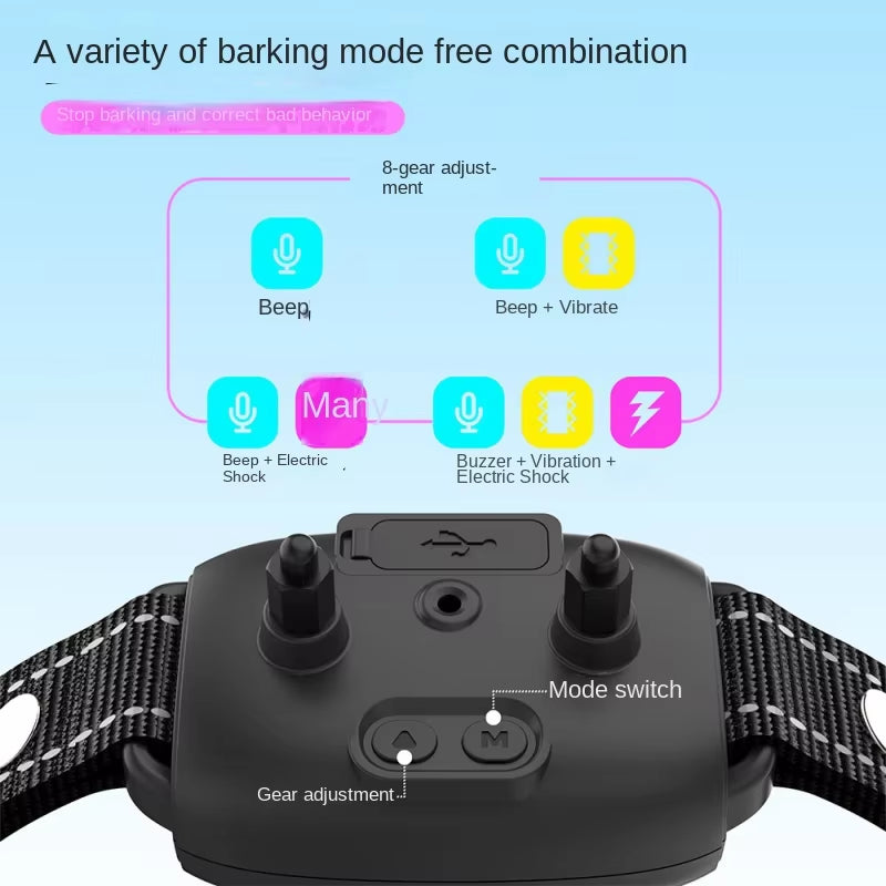 Intelligent Waterproof Dog Collar with Automatic Bark Control and Training Device