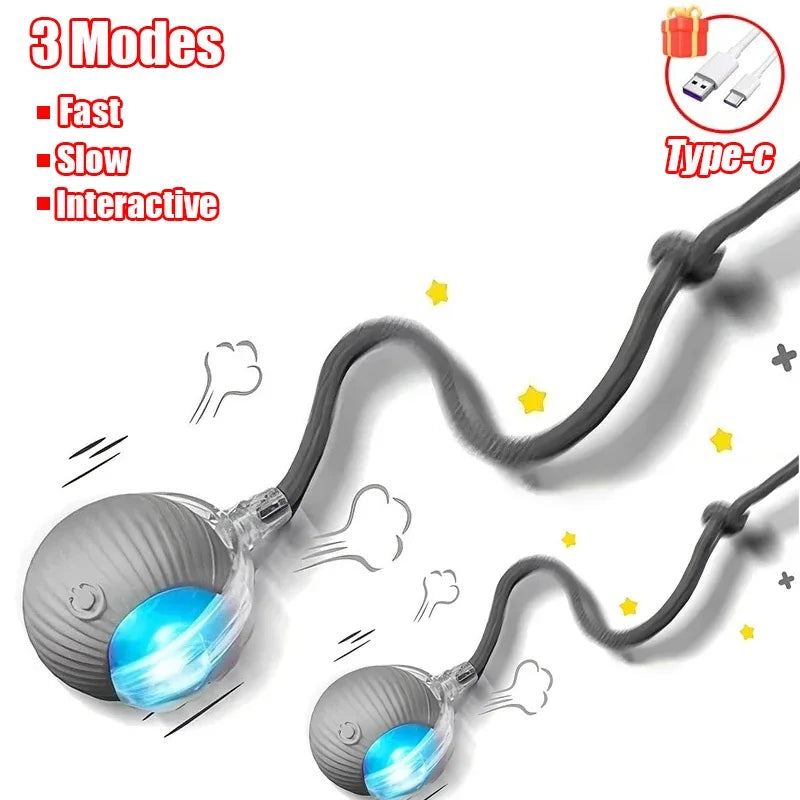 Engaging Cat Interactive Ball Toy - Automatic Rolling Ball with Rechargeable Tail for Fun Pet Training