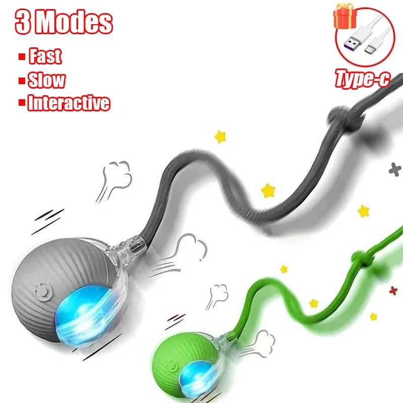 Engaging Cat Interactive Ball Toy - Automatic Rolling Ball with Rechargeable Tail for Fun Pet Training