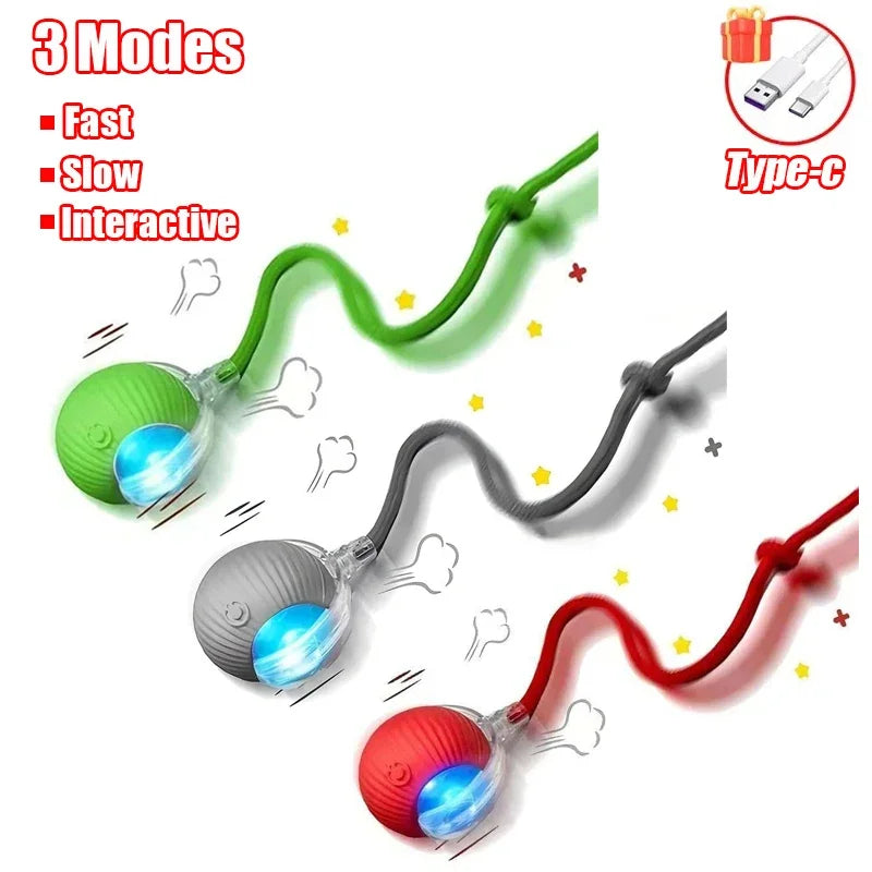 Engaging Cat Interactive Ball Toy - Automatic Rolling Ball with Rechargeable Tail for Fun Pet Training